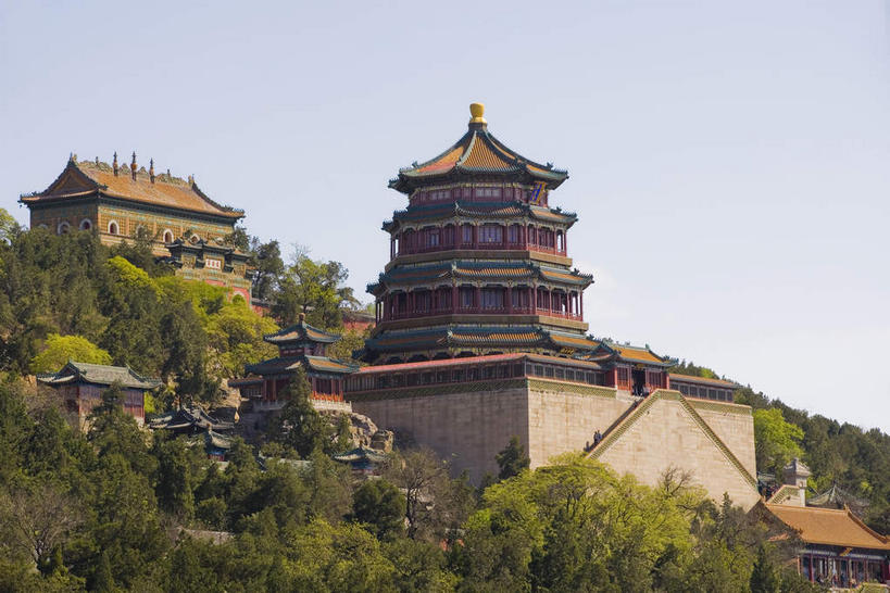 无人,家,颐和园,宫殿,横图,室外,白天,正面,旅游,度假,名胜古迹,山,山脉,植物,标志建筑,地标,建筑,北京,中国,亚洲,阴影,遗迹,光线,影子,房屋,屋子,山峰,山峦,首都,古迹,文物,娱乐,建设,古建筑,楼房,住宅,树,树木,蓝色,绿色,蓝天,天空,阳光,自然,群山,天,享受,休闲,旅游胜地,放松,生长,晴朗,成长,权利,古文明,东亚,海淀区,万寿山,万里无云,中华人民共和国,北京市,京,北平,华北地区,佛香阁,皇家园林,清漪园,晴空,晴空万里,彩图,房子