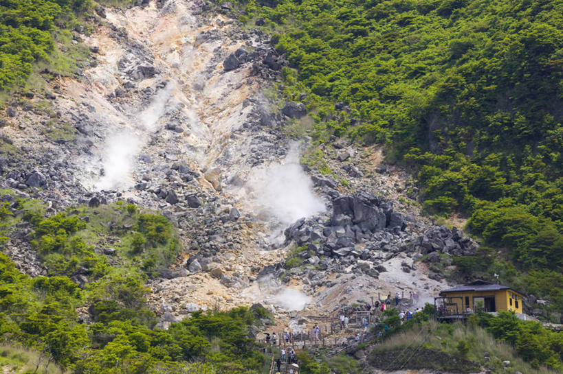 横图,室外,白天,正面,旅游,度假,火山,石头,美景,森林,山,山脉,树林,植物,雾,神奈川,日本,亚洲,阴影,沸腾,光线,蒸汽,石子,影子,景观,山峰,山峦,水蒸气,神奈川县,娱乐,树,树木,绿色,阳光,自然,群山,享受,休闲,景色,放松,生长,成长,自然风光,火山岩,东亚,本州,关东地方,本州岛,日本国,蒸发,活火山,石块,岩石,半身,彩图