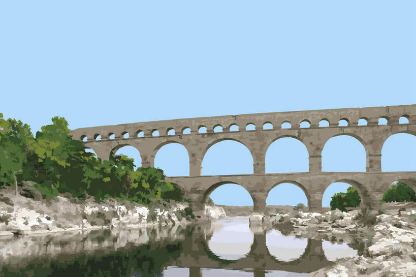 无人,横图,插画,室内,白天,正面,旅游,度假,数码,科技,河流,石头,美景,水,植物,标志建筑,地标,建筑,法国,欧洲,阴影,光线,网络,石子,影子,河水,景观,水流,桥,高光,几何,计算机图形,合成,图画,娱乐,建设,石桥,拱桥,栈桥,画,树,树木,蓝色,绿色,倒影,蓝天,天空,阳光,自然,天,享受,休闲,旅游胜地,景色,放松,拱形,生长,晴朗,成长,人行桥,石拱桥,电脑合成图,数码合成图,倒映,合成图,自然风光,漫画,加德桥,万里无云,法兰西共和国,加尔桥,写实,具体,具象,法兰西第五共和国,加尔省,反照,石块,晴空,晴空万里,彩图