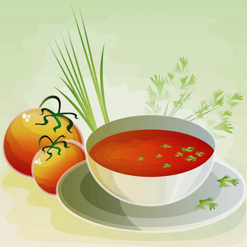 无人,方图,插画,室内,特写,白天,正面,烹饪,西餐,数码,科技,蔬菜,西红柿,餐具,阴影,新鲜,网络,碟子,盘,陶瓷,香菜,汤,料理,食品,陶瓷制品,高光,几何,计算机图形,合成,图画,菜肴,美食,画,食物,盘子,容器,碟,碗,西式,佳肴,有机食品,绿色食品,储藏,电脑合成图,数码合成图,合成图,储存,漫画,奶油汤,胡菜,香荽,原荽,园荽,芫荽,写实,具体,具象,胡荽,莞荽,芫茜,芫蓿,莚葛草,莚荽菜,羹汤,番茄,彩图,贮存