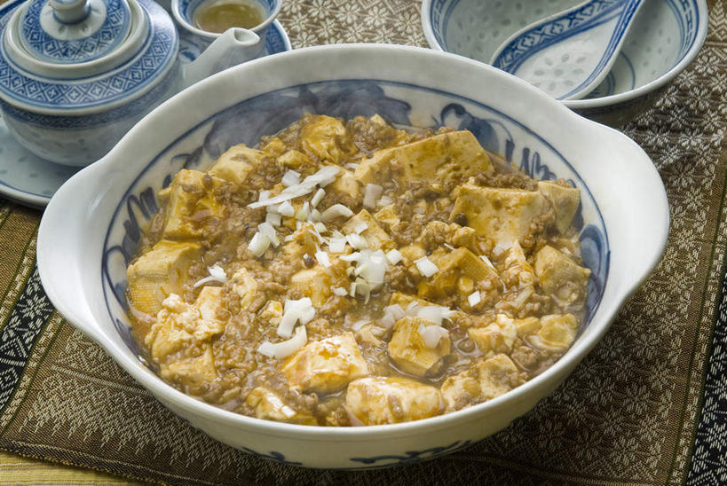 豆腐,无人,横图,俯视,室内,静物,食品,饮食,一个,盘子,茶壶,汤匙,碗,摄影,单个,膳食,清新,主菜,东亚文化,健康食物,茶杯,彩图,高角度拍摄,装饰菜