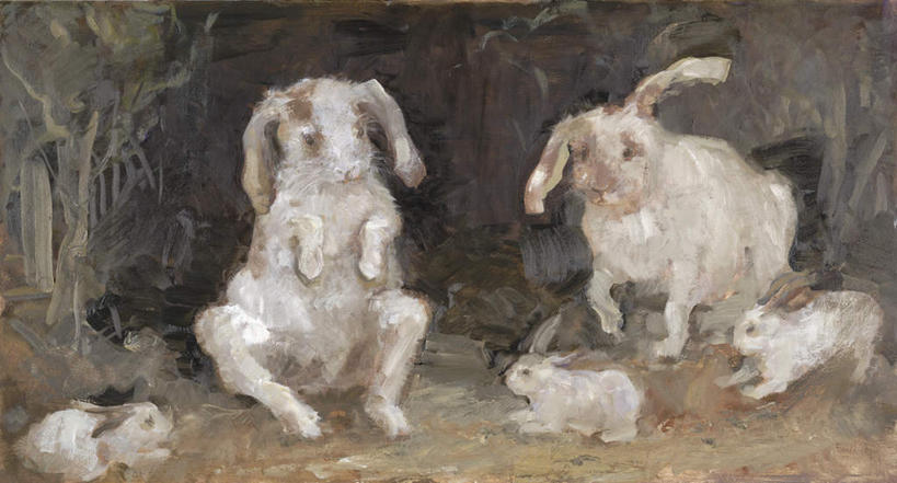 无人,农场,站,坐,横图,室内,白天,正面,绘画,畜牧业,牧场,哺乳动物,油画,艺术,兔子,古典,注视,文化,动物,工艺品,观察,看,品味,站着,五只,观看,兔,美术,察看,高雅,关注,畜牧,美学,牧业,垂耳兔,站立,坐着,彩图,全身