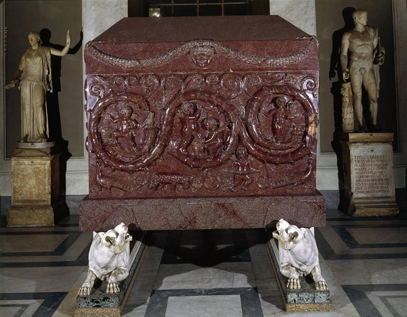 无人,横图,室内,正面,狗,雕塑,五个,许多,标志,雕像,符号,历史,标识,古罗马,摄影,死亡,考古学,坟墓,石棺,性别符号,美术工艺,彩图,康斯坦茨,男性符号,过去