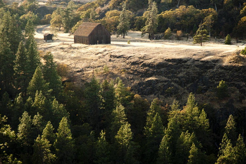 无人,横图,俯视,室外,白天,旅游,度假,美景,森林,美国,地形,景观,娱乐,自然,享受,休闲,景色,放松,摄影,北美,自然风光,俄勒冈州,胡德河峡谷,彩图,高角度拍摄,小屋