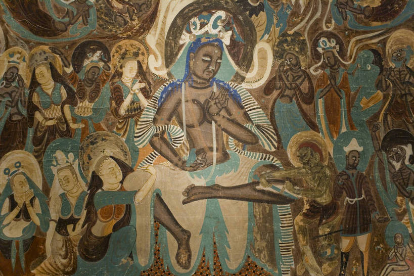 横图,彩色,室内,旅游,度假,绘画,名胜古迹,标志建筑,地标,建筑,敦煌,中国,亚洲,节日,遗迹,艺术,装饰,彩绘,图片,墙,文化遗产,古迹,历史,文化,文物,娱乐,建设,佛,古建筑,壁画,墙壁,墙面,古代,虔诚,祈祷,享受,休闲,健康,飞天,旅游胜地,放松,许愿,摄影,宗教,佛教,信仰,纪念,华丽,修饰,祈求,点缀,珍贵,文明,中国文化,传说,参观,古文明,东亚,甘肃省,中华人民共和国,衬托,美观,雅致,雅观,释教,古远,古代文明,平安,画画,旅行,游览,传统文化,敦煌壁画,bj174