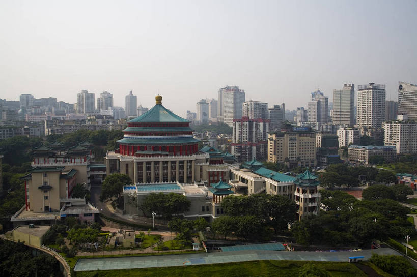 无人,横图,彩色,室外,白天,城市风光,重庆,中国,亚洲,景观,建筑群,礼堂,现代建筑,摄影,四川省,东亚,中华人民共和国,人民大礼堂,bj174
