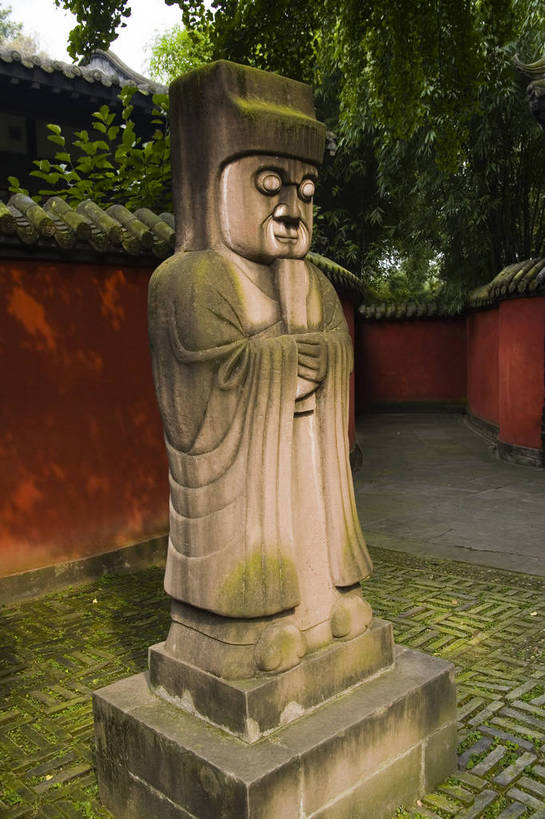 无人,竖图,彩色,室外,白天,旅游,度假,名胜古迹,标志建筑,地标,建筑,雕塑,中国,亚洲,遗迹,雕像,古迹,文物,娱乐,建设,古建筑,享受,休闲,旅游胜地,放松,竖,摄影,四川省,石像,中国文化,古文明,东亚,成都,中华人民共和国,武侯祠,旅行,传统文化,bj174