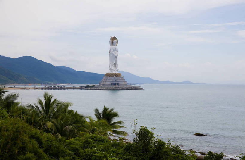 无人,横图,彩色,室外,白天,旅游,雕塑,三亚,中国,亚洲,雕像,佛像,海岸,景观,佛,海南,天空,旅游胜地,摄影,东亚,中华人民共和国,海,海滩,旅行,南山文化旅游区,bj174